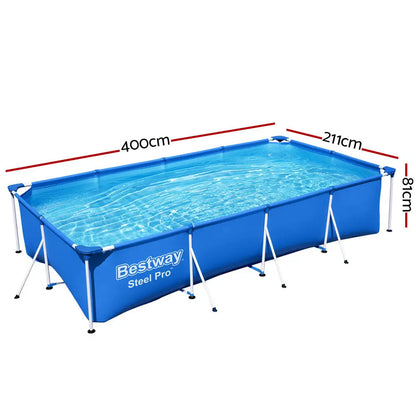 Bestway Swimming Pool 400x211x81cm Steel Frame Above Ground Pools 5700l