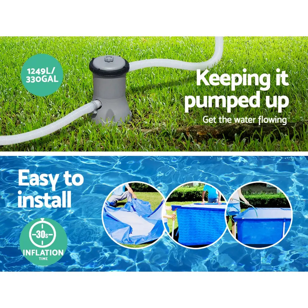 Bestway Swimming Pool 400x211x81cm Steel Frame Above Ground Pools W/ Filter Pump 5700l