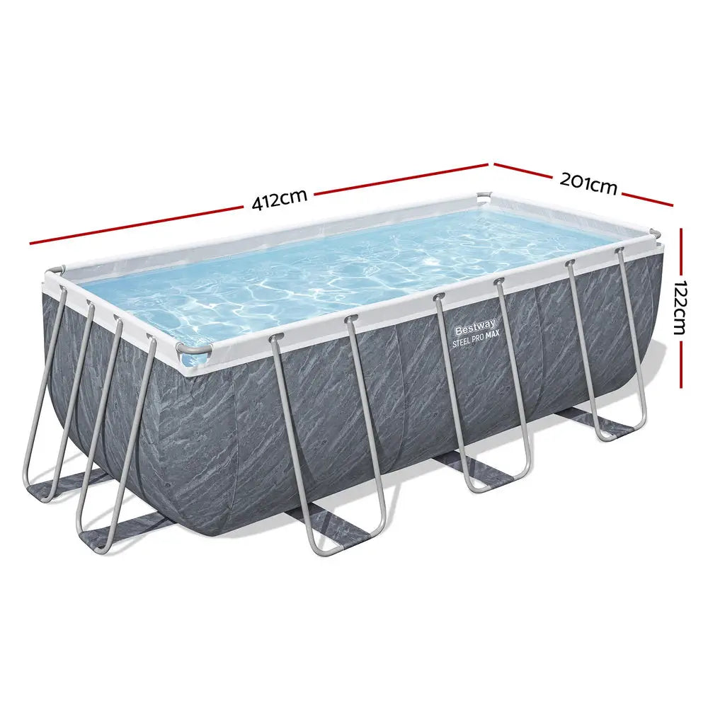Bestway Swimming Pool 412x201x122cm Steel Frame Set W/pump Ladder