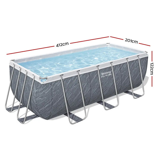 Bestway Swimming Pool 412x201x122cm Steel Frame Set W/pump Ladder