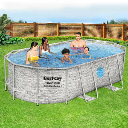 Bestway Swimming Pool 427x250x100cm Steel Frame Above Ground Pools Filter Pump Ladder 7250l