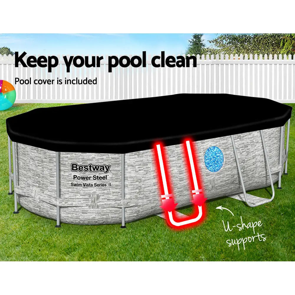 Bestway Swimming Pool 427x250x100cm Steel Frame Above Ground Pools Filter Pump Ladder 7250l