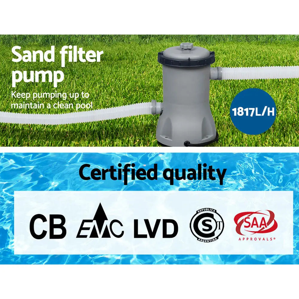 Bestway Swimming Pool 427x250x100cm Steel Frame Above Ground Pools Filter Pump Ladder 7250l