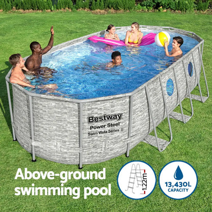 Bestway Swimming Pool 549x274x122cm Steel Frame Above Ground Pools Filter Pump Ladder 13430l