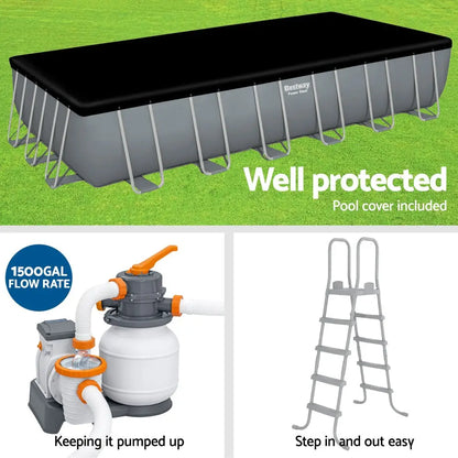 Bestway Swimming Pool 732x366x132cm Steel Frame Above Ground Pools Ladder 30045l