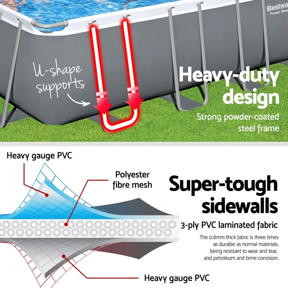 Bestway Swimming Pool 732x366x132cm Steel Frame Above Ground Pools Ladder 30045l