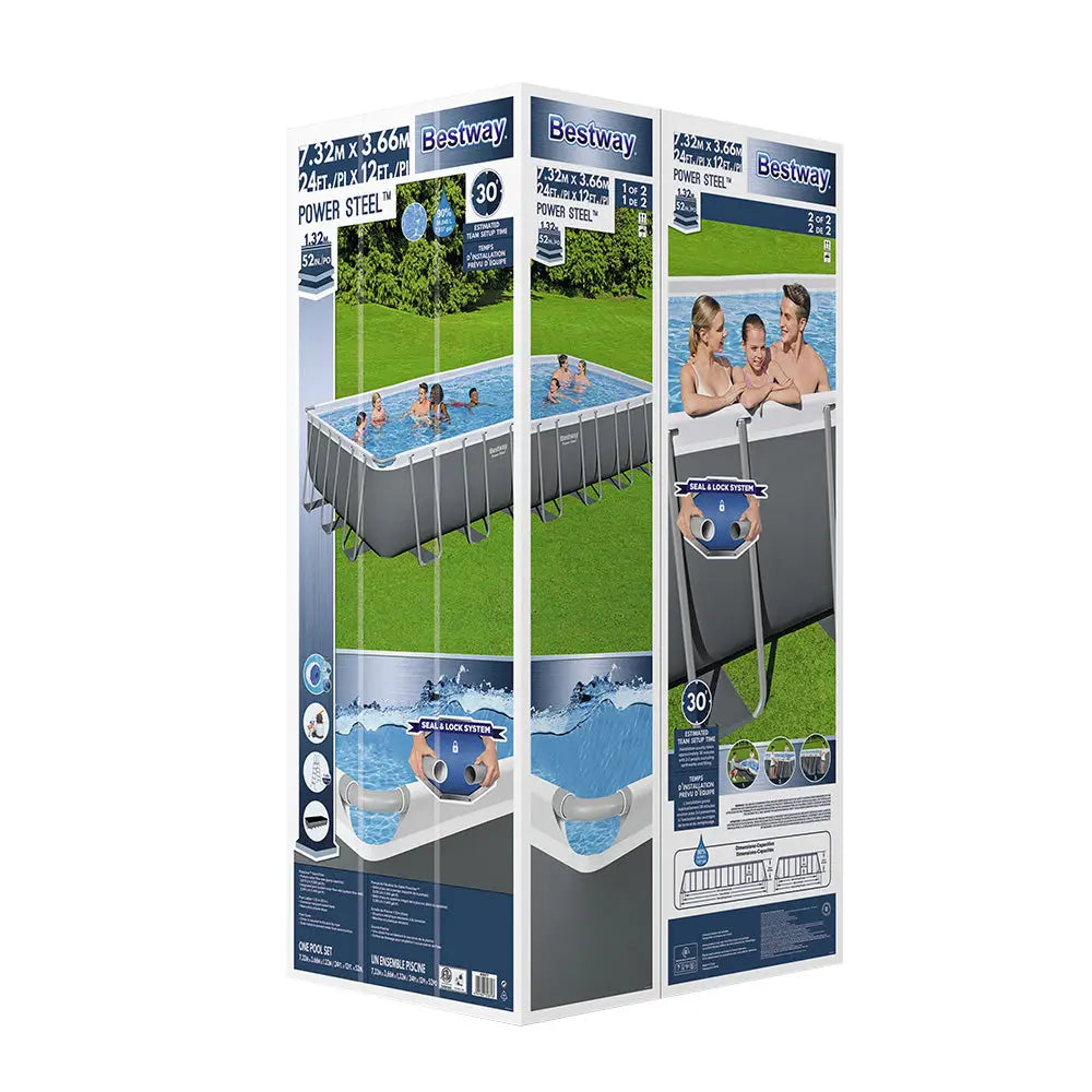 Bestway Swimming Pool 732x366x132cm Steel Frame Above Ground Pools Ladder 30045l