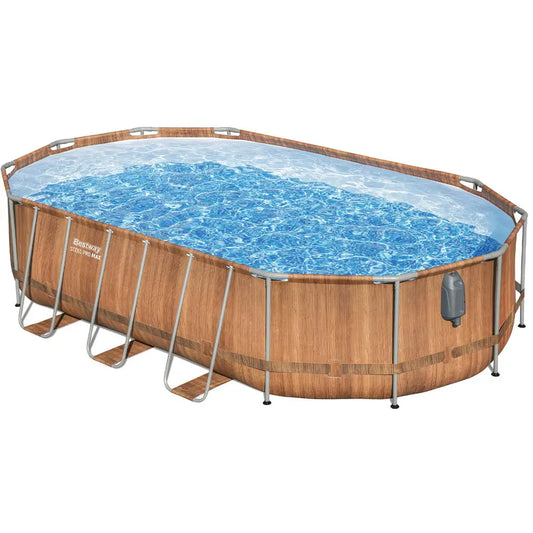 Bestway Swimming Pool Steel Frame Luxury & Spa Massage Set 6.1x3.66x1.22m