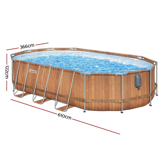 Bestway Swimming Pool Steel Frame Luxury & Spa Massage Set 6.1x3.66x1.22m