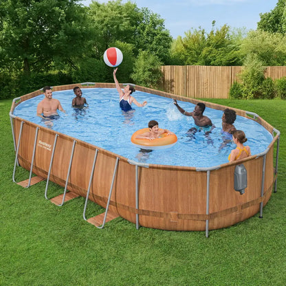 Bestway Swimming Pool Steel Frame Luxury & Spa Massage Set 6.1x3.66x1.22m