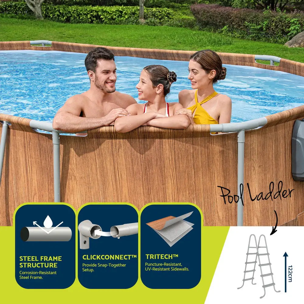 Bestway Swimming Pool Steel Frame Luxury & Spa Massage Set 6.1x3.66x1.22m