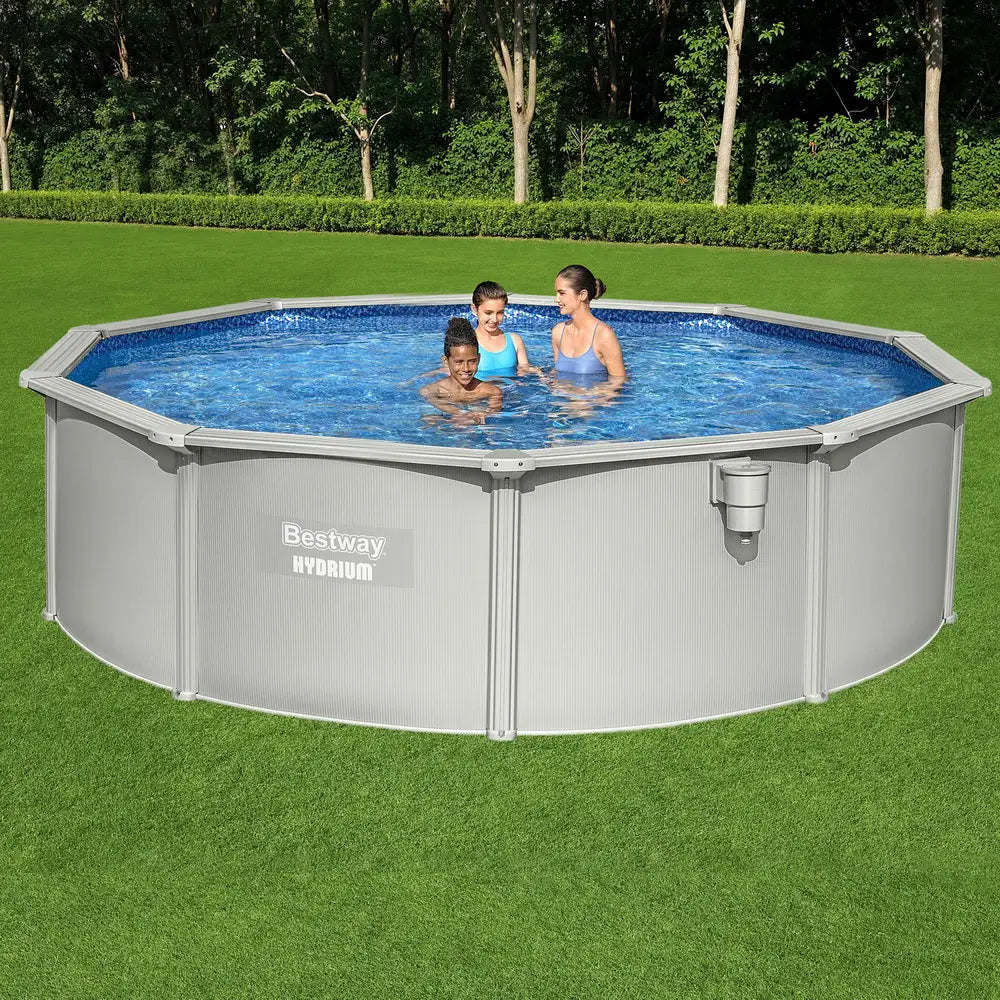 Bestway Swimming Pool Steel Frame Round Set 457cm W/ Filter Ladder 17430l
