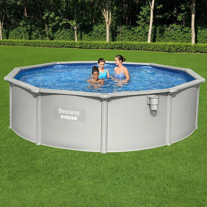Bestway Swimming Pool Steel Frame Round Set 457cm W/ Filter Ladder 17430l