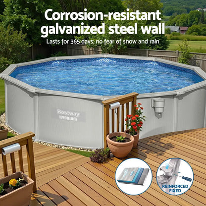 Bestway Swimming Pool Steel Frame Round Set 457cm W/ Filter Ladder 17430l