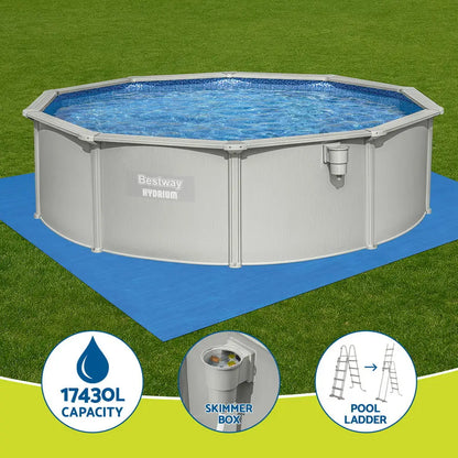 Bestway Swimming Pool Steel Frame Round Set 457cm W/ Filter Ladder 17430l