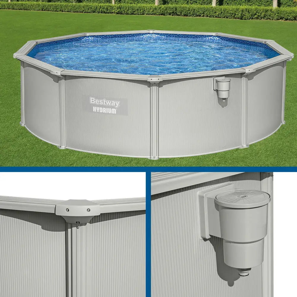 Bestway Swimming Pool Steel Frame Round Set 457cm W/ Filter Ladder 17430l