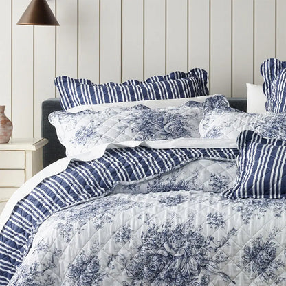 Bianca Amorette Blue Polyester Bedspread Set King