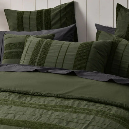 Bianca Avery Forest Chenille Striped Quilt Cover Set Super King