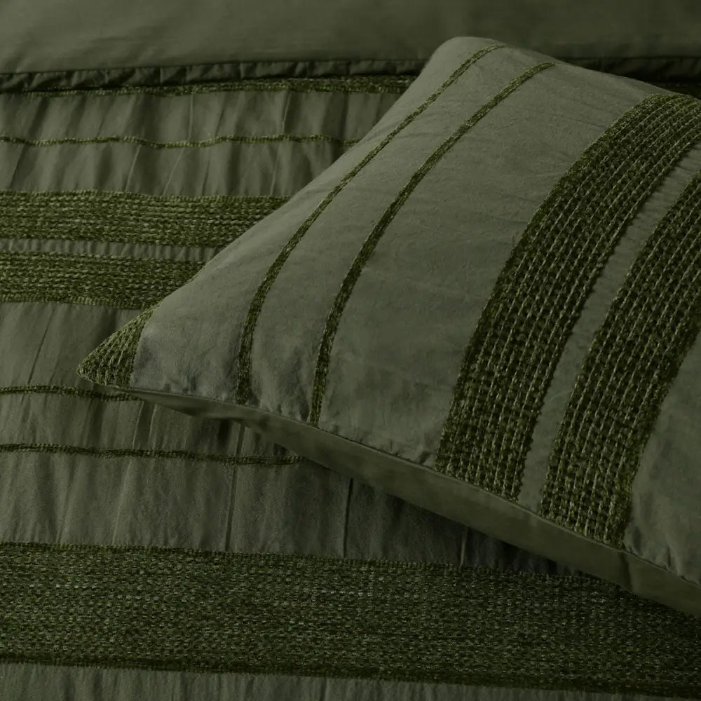 Bianca Avery Forest Chenille Striped Quilt Cover Set Super King