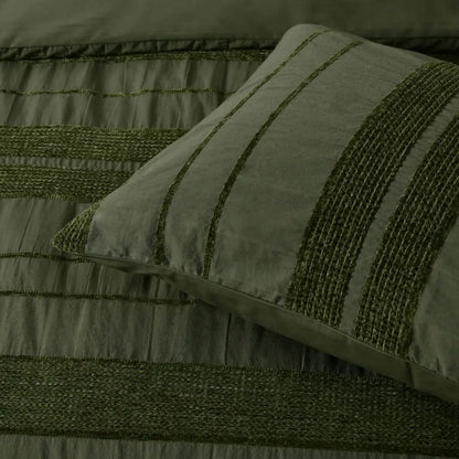 Bianca Avery Forest Chenille Striped Quilt Cover Set Super King