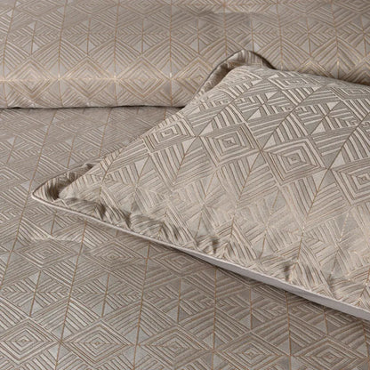 Bianca Bellagio Gold 6 Pcs Jacquard Geometric Comforter Set Queen/king