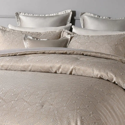 Bianca Bellagio Gold 6 Pcs Jacquard Geometric Comforter Set Super King