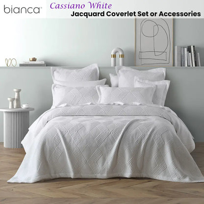 Bianca Cassiano White Polyester Jacquard Coverlet Set Queen/king