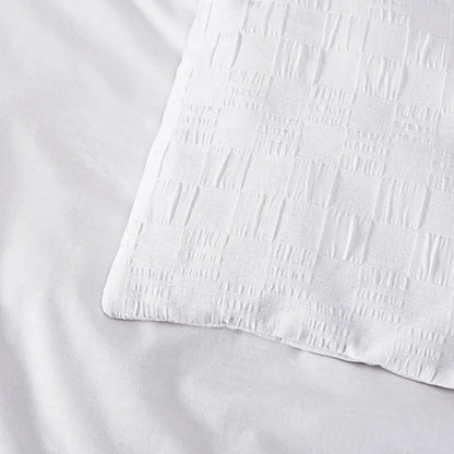 Bianca Cosmo White Soft Chenille Geometric Quilt Cover Set Super King