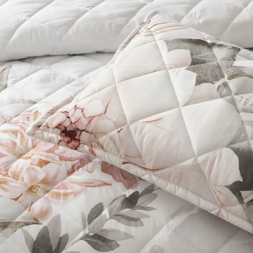 Bianca Giselle White Polyester Printed Floral Coverlet Set Super King