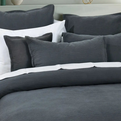 Bianca Hallston Charcoal Pre-washed Cotton Quilt Cover Set Super King