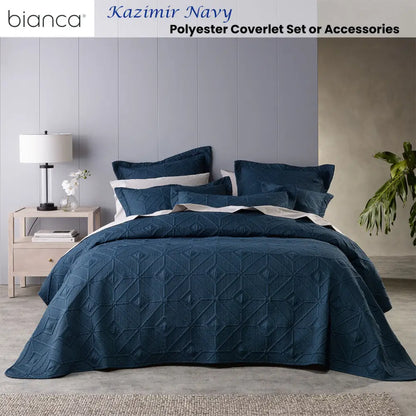 Bianca Kazimir Navy Polyester Coverlet Set Queen/king