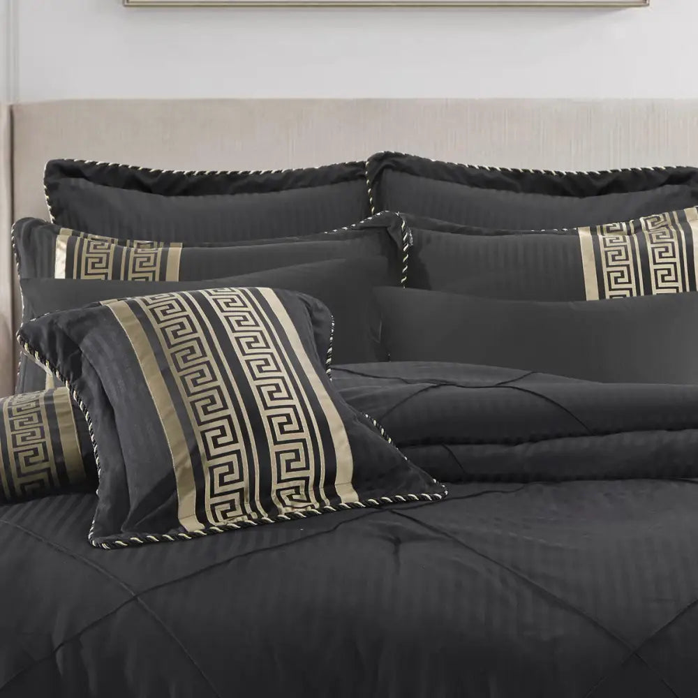 Bianca Raffaello Black 6 Pcs Jacquard Comforter Set Queen/king