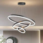 Black 3 Rings Minimalist Led Pendant Light Adjustable Circular Chandelier