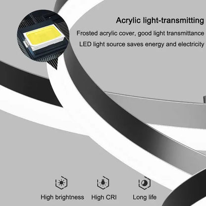 Black 3 Rings Minimalist Led Pendant Light Adjustable Circular Chandelier