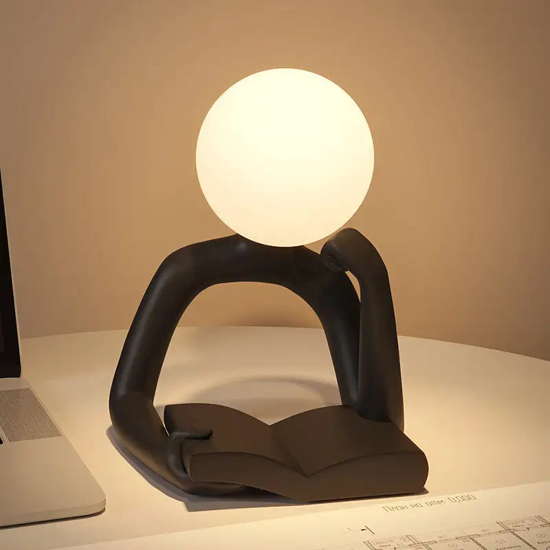 Black Creative Book Reader Desk Lamp - Usb Powered Modern Resin Design