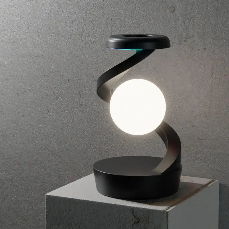 Black Modern Levitating Led Desk Lamp - Spiral Design Atmosphere Light