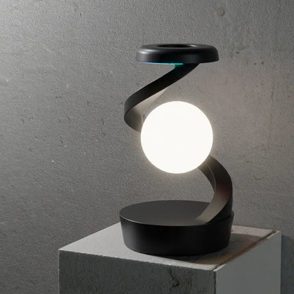 Black Modern Levitating Led Desk Lamp - Spiral Design Atmosphere Light