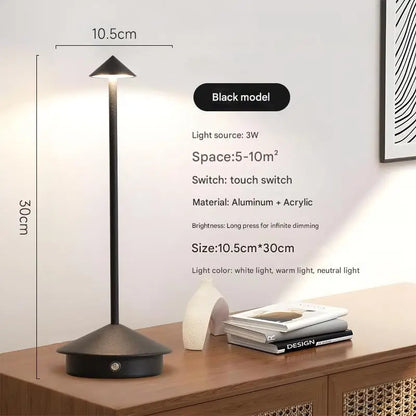 Black Modern Minimalist Aluminum Led Mushroom Night Light - Creative Bedside Atmosphere Lamp for Dining Room and Bedroom