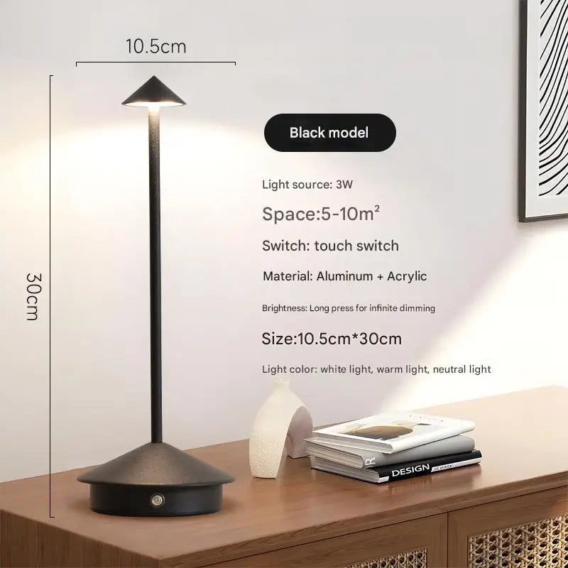 Black Modern Minimalist Aluminum Led Mushroom Night Light - Creative Bedside Atmosphere Lamp for Dining Room and Bedroom