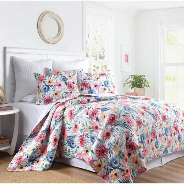 Blossom Cotton 100% Quilted 3 Pcs Bedspread Coverlet Set Super King