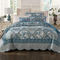 Blue Bouquet Cotton 100% Quilted 3 Pcs Bedspread Coverlet Set King