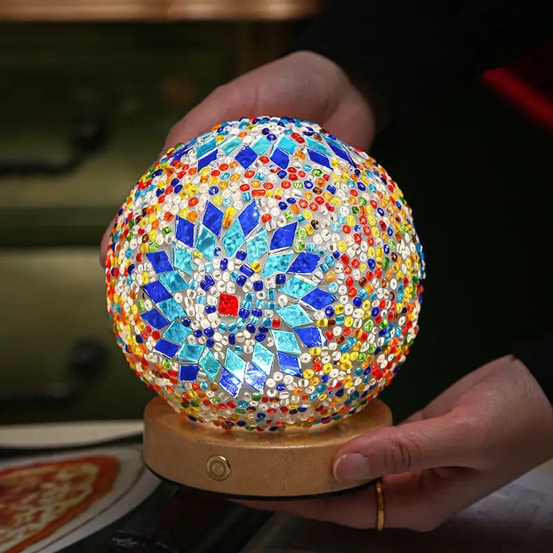Blue Handmade Mosaic Glass Lamp - Vibrant Decorative Table Light