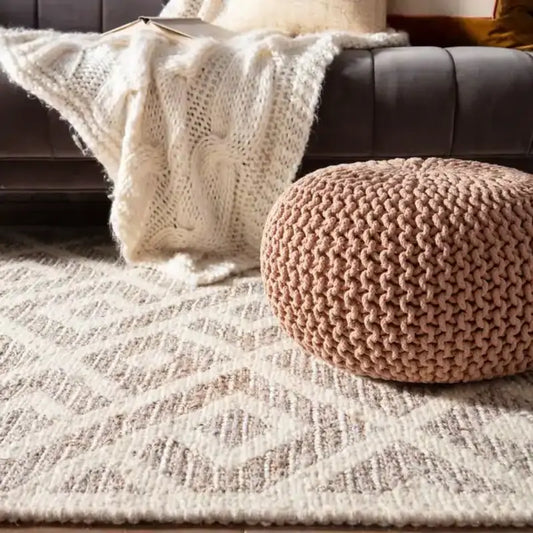 Braided Ottoman Pouffe Footstool Hand Knitted (pink)