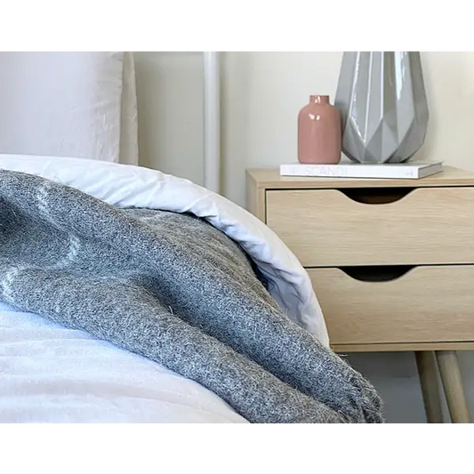 Brighton Throw - 100% Nz Wool - Grey Striped