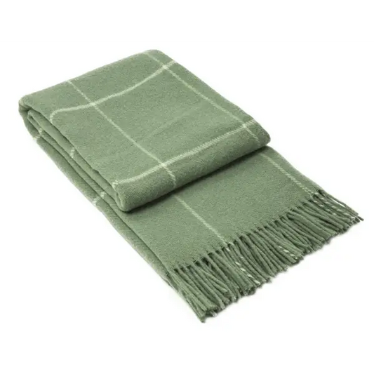 Brighton Throw - 100% Nz Wool - Sage Striped