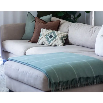 Brighton Throw - 100% Nz Wool - Sage Striped