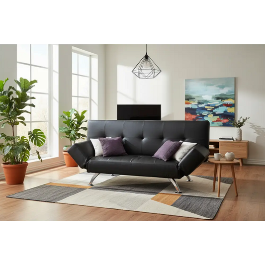 Brooklyn Sofa Bed Faux Leather Lounge Couch Futon Furniture Adjustable Suite Bk