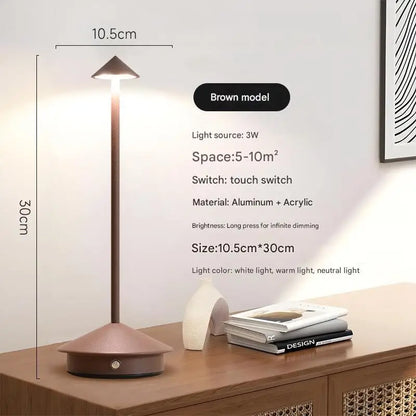 Brown Modern Minimalist Aluminum Led Mushroom Night Light - Creative Bedside Atmosphere Lamp for Dining Room and Bedroom