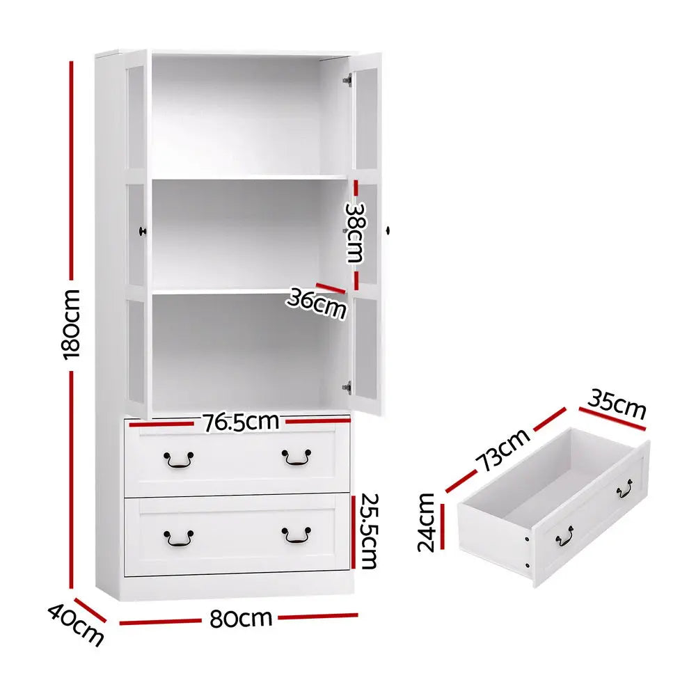 Buffet Sideboard 180cm Hutch Storage Cabinet Kitchen Drawer Door White