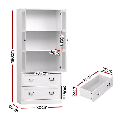 Buffet Sideboard 180cm Hutch Storage Cabinet Kitchen Drawer Door White